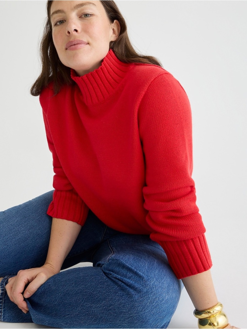 J. Crew Bright Red Ribbed Turtleneck Sweater. Size S. Style BV362